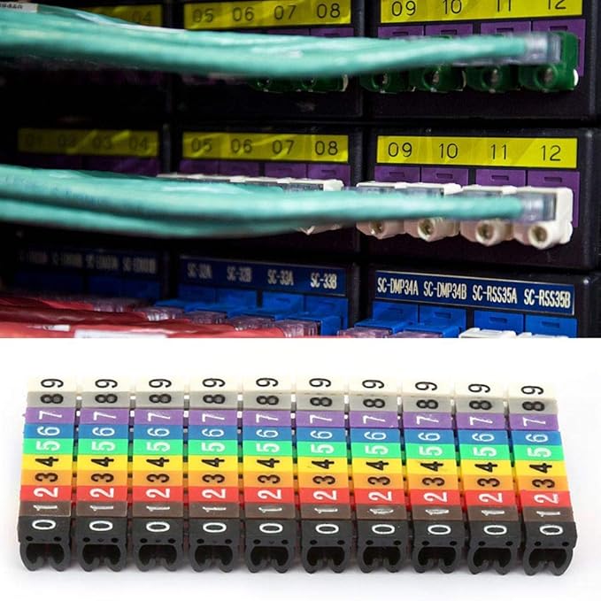 Fafeicy Coded Clip on Wire Markers, Wire Number Labels, Colorful Wire Numbering Marker Tube Cable Marker for Marking(100PCS -4MM 4)