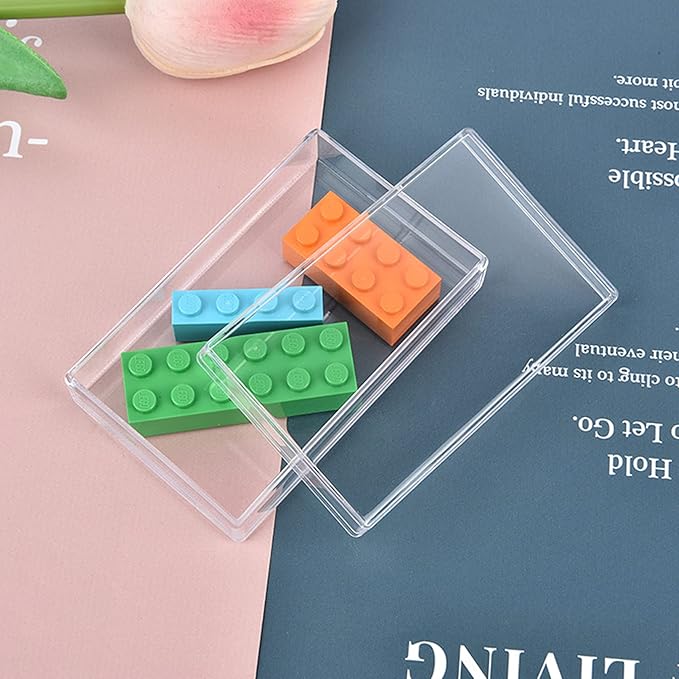 KissYou Acrylic Box Clear Boxes with Lid Small Rectangle Display Boxes Wedding Easter Party Favor Jewelry Storage Box for Decoration