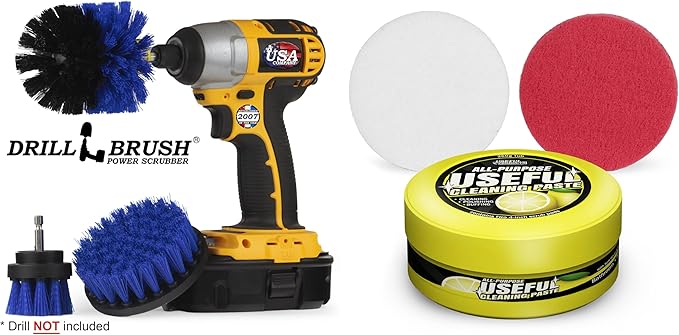 Multipurpose Cleaner Brush Set - Boat Brushes for Scrubbing - Household Cleaning Brushes - Boat Hull Cleaner Paste - Scrub Brushes for Boat Deck - Spinning Scrub Brush - Nylon Brushes for Cleaning