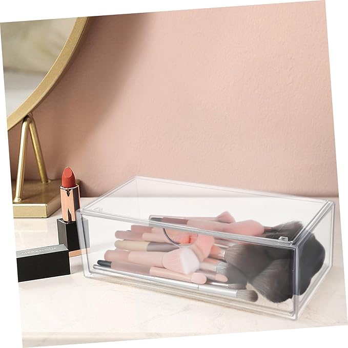 Alipis 3pcs Acrylic Makeup Organizer Desk Storage Box Skincare Shelf Compartment for Lipstick Brush
