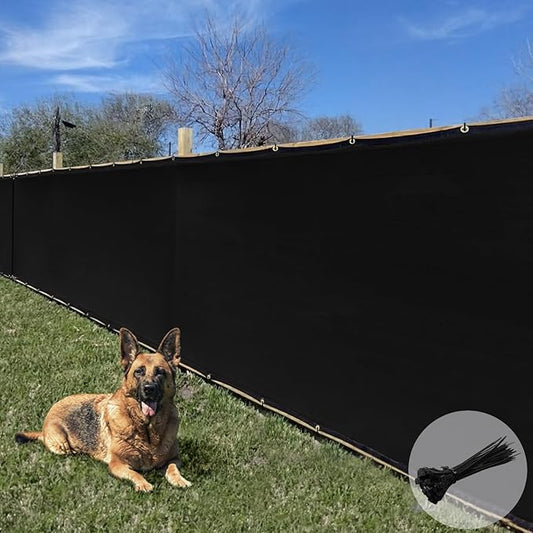 E&K Sunrise 4' x 12' Privacy Fence Screen with Grommets, Outdoor Windscreen Fence Covering Privacy Screen UV Blockage for Backyard Garden Patio, Zip Ties Included (Black)