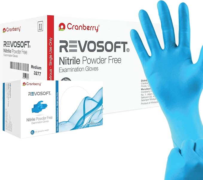 Cranberry CR3275 RevoSoft Nitrile Powder Free Exam Gloves, Disposable, 2.8 mil,