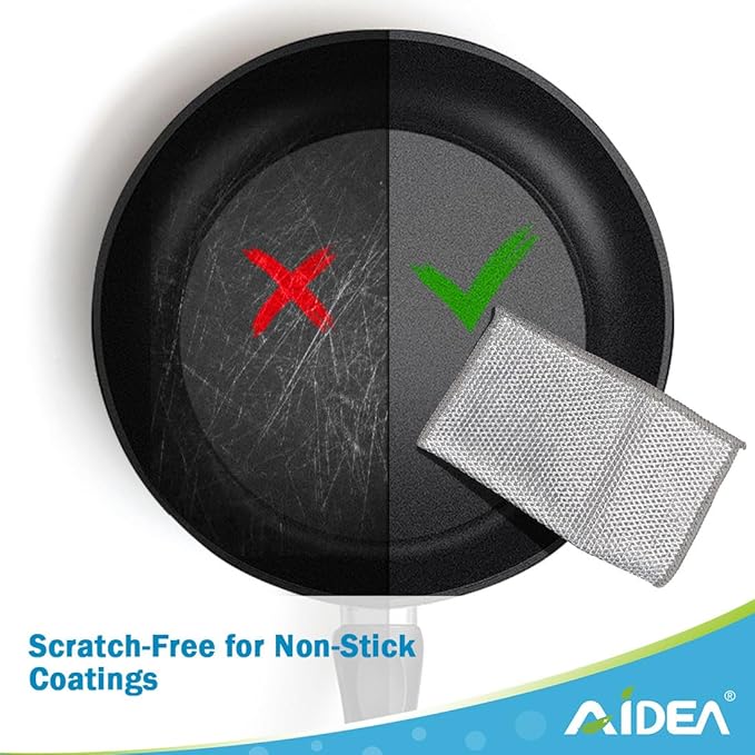 AIDEA Multipurpose Wire Dishwashing Rag for Wet and Dry, 24PK Multipurpose Cleaning Pads, Steel Scrubber Non-Scratch Wire Dishcloths for Cookware, Sinks, Dishes, Stove Tops-7"×8"