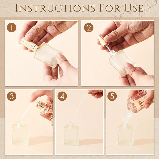 Domensi 30 Pcs 15 ml Glass Perfume Bottles Mini Glass Empty Spray Atomizer Bottles Bulk Refillable Perfume Dispenser Container with Pump Tool for Travel Plants Hair Cleaning Skin Care(Light Color)