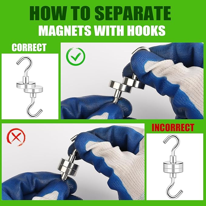 MIKEDE 5 Pack Magnetic Hooks Heavy Duty, 85lbs Strong Magnets with Metal Hooks for Cruise Cabins, Industrial Strength Magnets Hooks Perfect for Hanging Items on Cruise Ships, Refrigerator, Grill