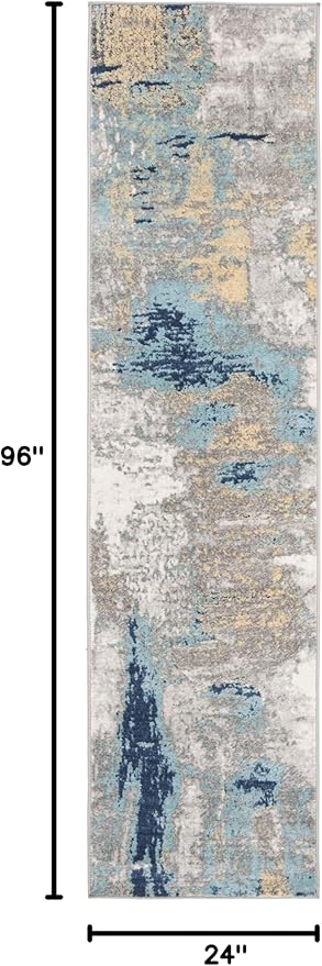 SAFAVIEH Jasper Collection Runner Rug - 2' x 8', Grey & Gold, Modern Abstract Design, Non-Shedding & Easy Care, Ideal for High Traffic Areas in Living Room, Bedroom (JSP101A)