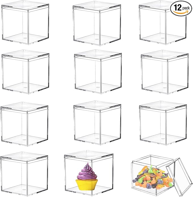 Acrylic Box Clear Square Cube Display Case,75X75X75mm Storage Container Acrylic Boxes with Lids for Easter Candy Box for Jewelry Storage Boxes
