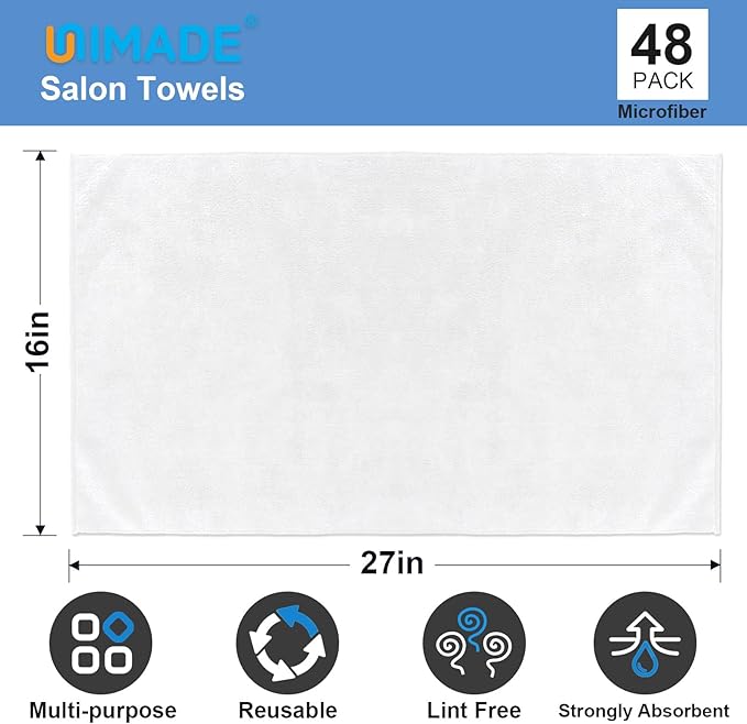 48 Pack Hand Towels Set - Highly Absorbent and Quick Drying Microfiber Gym Towels, Premium Wash Cloths for Bathroom, Salon, Gym, Shower, Hotel, and Spa - 16x27 inch (White)