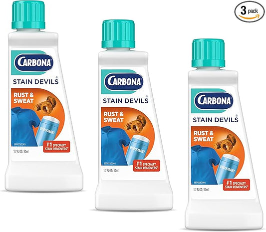 Carbona Stain Devils® #9 | Rust & Perspiration | Professional Strength Laundry Stain Remover | Multi-Fabric Cleaner | Safe On Skin & Washable Fabrics | 1.7 Fl Oz, 3 Pack