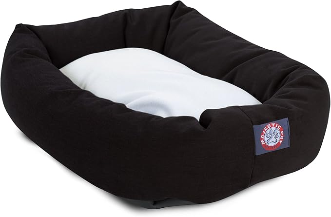 Majestic Pet 52 inch Black & Sherpa Bagel Dog Bed Products, 52.0"L x 35.0"W x 11.0"Th