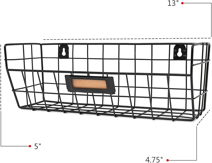 Wall Mounted Wire Basket Kitchen Storage Pantry Organizer Fruit Basket Varying Sizes Set of 3 Black