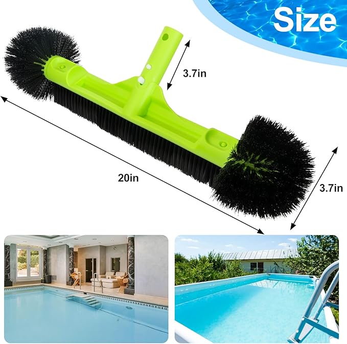 Sepetrel 20" Wide Pool Brush Head for Cleaning Walls,Inground/Above Ground Swimming Pool Scrub Brushes with Round Ends