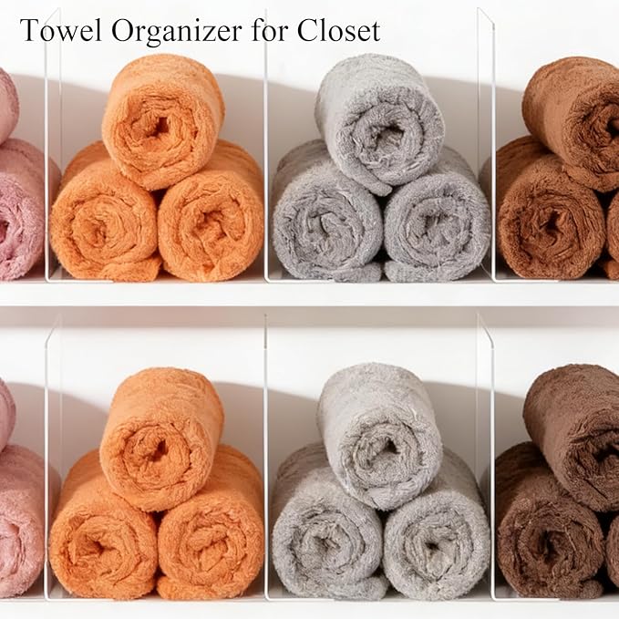 Shelf Dividers for Closet Organization: 12" Tall x 12" Deep Acrylic Closet Shelf Dividers for Clothes Sweater Purse - Clear Organizers and Storage Separators for Home Space Saver Enthusiasts