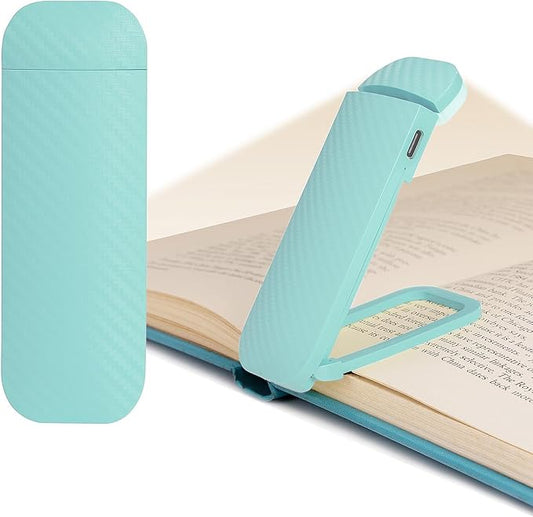 Book Reading Light, Rechargeable Clip on Booklight, Eye Caring 3 Color Temperatures & 5 Brightness Levels, Night Use for Bed, Long Lasting, Reading at Night in Bed, Light Blue