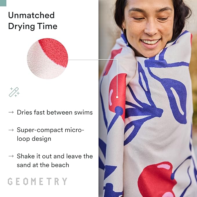 Micro-Loop Beach Towel – Spring & Summer Collection – Quick-Dry, Sand-Resistant, Ultra-Absorbent Compact Towel for Beach & Travel (Cherry Slush)