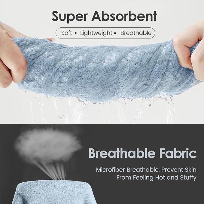 Bath Towels Pack of 2, 30 in x 60 in, Large Microfiber Bath Towel Set, Ultra Soft, Super Absorbent, Fast Drying, Use for Sauna, Sport, Travel, Fitness, SPA, Yoga,Coral Fleece -Light Blue