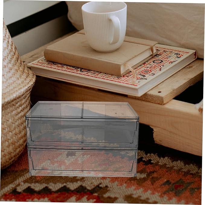 2pcs Acrylic Drawer-type Cosmetic Organizer Box for Makeup Storage Transparent Removable Stackable Design for Bathroom and Vanity for Neat and Orderly Space