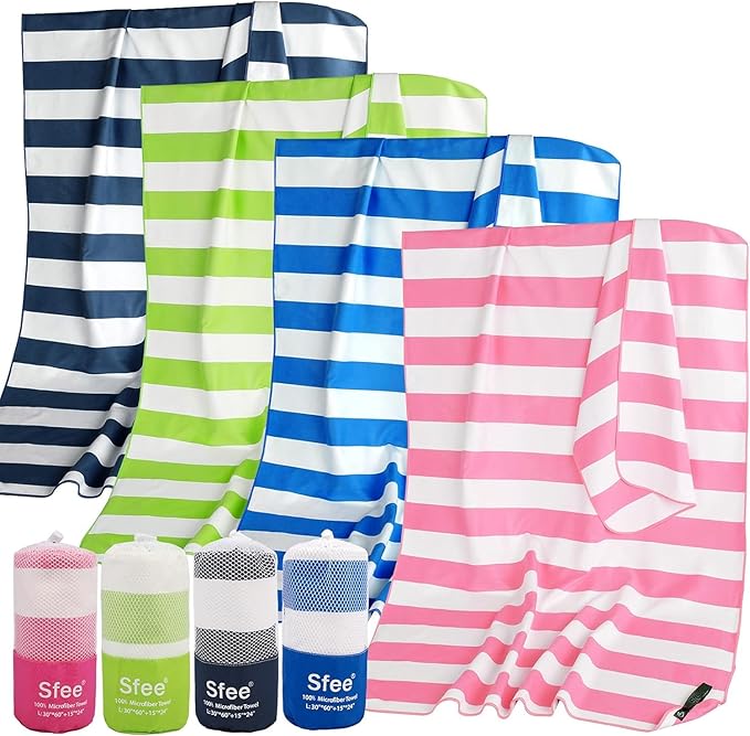 2 in 1 Microfiber Beach Towel, Quick Dry Towel Camping Towel Travel Towel Super Absorbent Compact Lightweight Sports Gym Towels Set for Beach, Gym, Hiking, Pool, Backpacking, Bath, Yoga