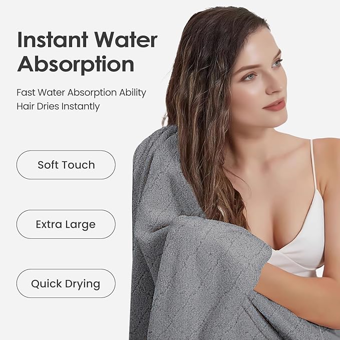 Microfiber Bath Towels, Oversized, Ultra Soft, Super Absorbent and Fast Drying, No Fading and Multipurpose Use for Sports, Travel, Fitness, SPA and Yoga (Coral Fleece - Grey, 30 in x 60 in)