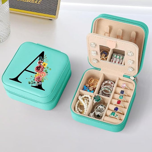 Parima Gifts for Women - Teen Girl Gift, Small Jewelry Case for Girl, Jewelry Box for Teenage Girls, Birthday Gift, Personalized Gifts - Letter A, Blue