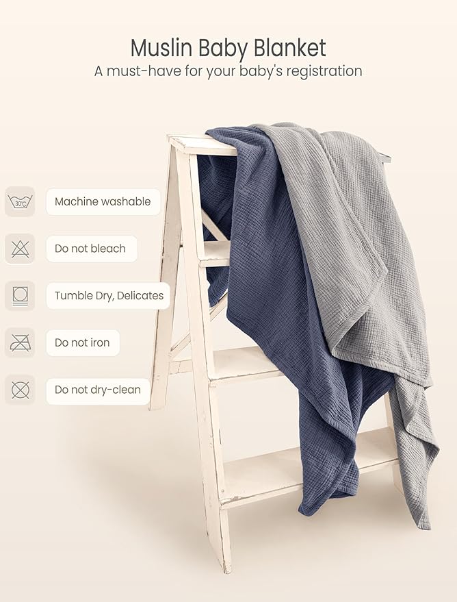 lulumoon Muslin Quilt Blanket, Crib Blanket for Baby and Toddler,47x47 Inches(Gray)