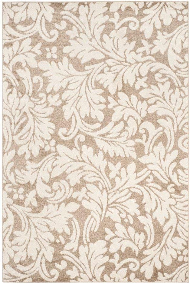 SAFAVIEH Amherst Collection X-Large Area Rug - 11' x 16', Wheat & Beige, Floral Design, Non-Shedding & Easy Care, Ideal for High Traffic Areas in Living Room, Bedroom (AMT425S)