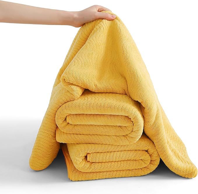 8 Piece Bath Towel Set — 2 Oversized Large Bath Sheet,2 Hand Towels,4 Washcloths — Ultra Soft Cozy Bath Towel Set for Bathroom Hotel Gym Spa,Highly Absorbent Quick Dry Bathroom Towel Collections,Yellow