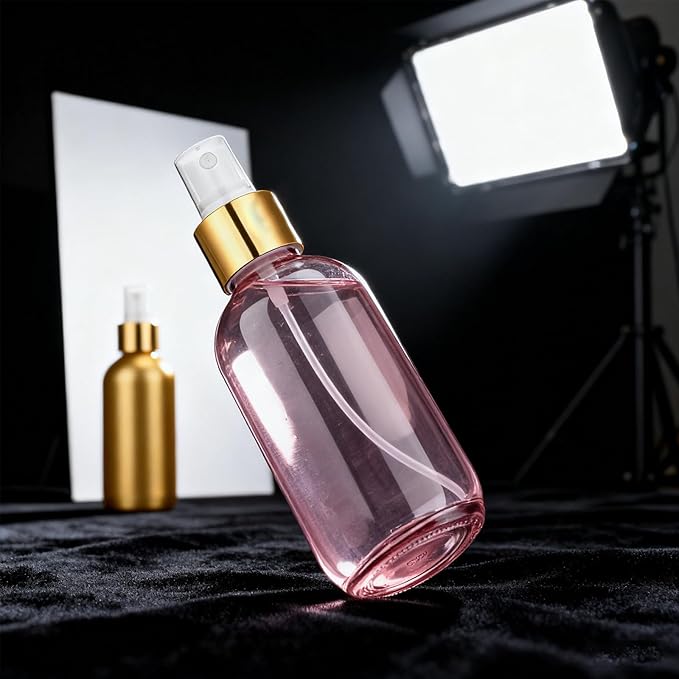 54 Pack 4 oz Small Glass Spray Bottles, Pink Refillable Fine Mist Bottles for Essential Oils, Cleaning Solutions, Perfume, Travel Size Liquid Containers