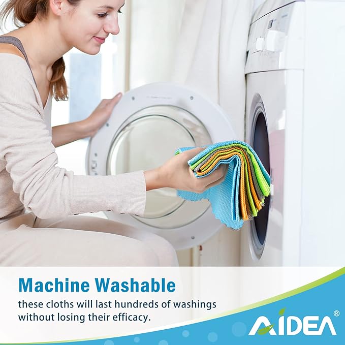 AIDEA Microfiber Glass Cleaning Cloths-8PK, 16"x16" Premium Microfiber Glass and Window Cleaner, Lint Free Quickly Clean Windows, Glasses, Windshields, Mirrors, Stainless Steel
