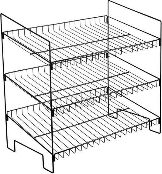 LEIFIDE 3 Tier Snack Basket, 24 x 14.9 x 23.2 Inch Candy Display Rack, Metal Wire Countertop Concession Stand Supplies for Office, Pantry, Kitchen, Bathroom