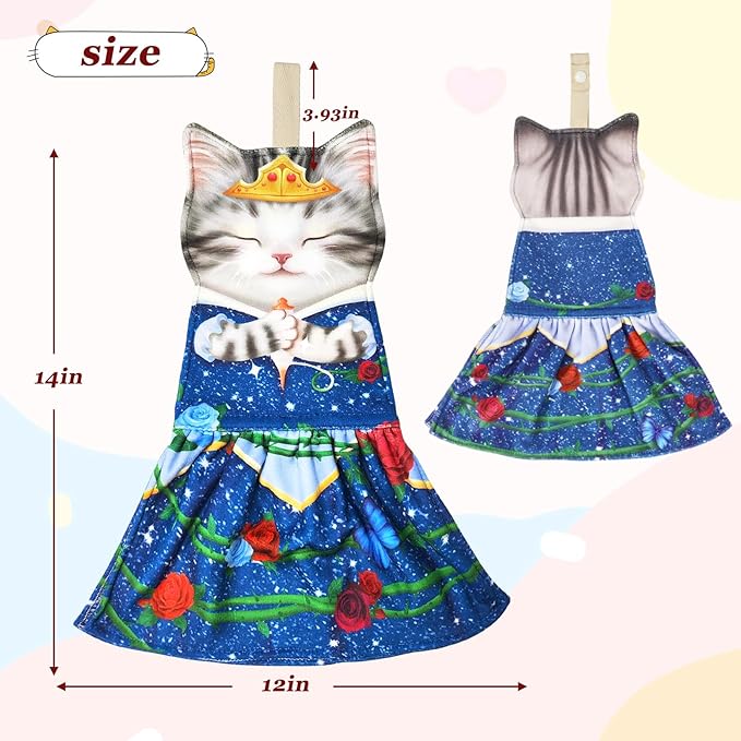 PAT JUUMG Cat Hand Towels, Cute Decorative Hanging Face Towels for Bathroom Kitchen, Super Absorbent Soft, Cat Lovers Gifts for Women, Housewarming for People Who Love Cats