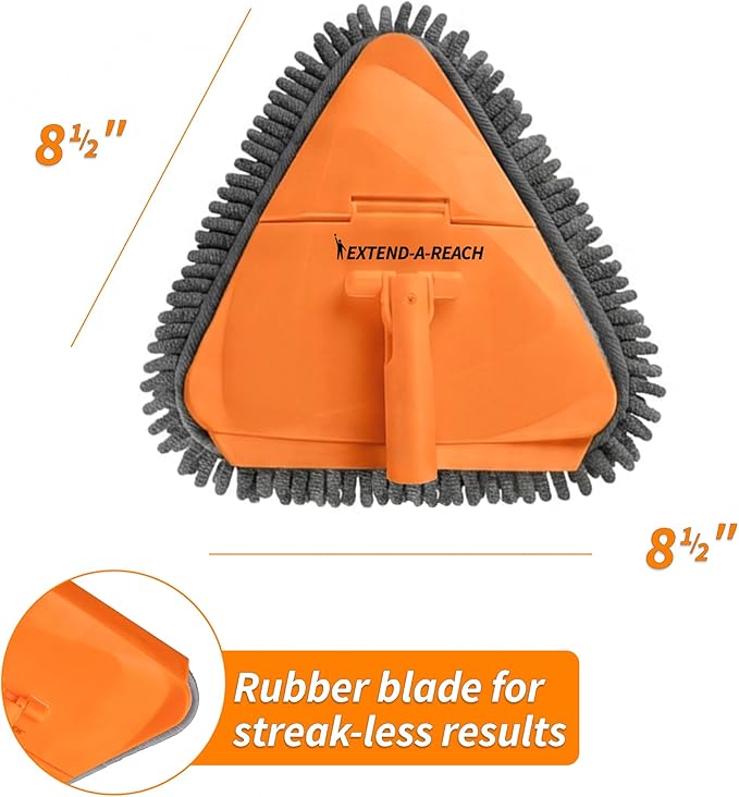 Wall Cleaner Tool with 4 Replacement Pads // 3-in-1 Wall Washer Mop for Walls, Baseboards and Windows // Wall and Baseboard Cleaner Fits All Extension Poles with Acme Thread (Pole Sold Separately)