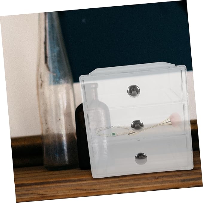 3-layer Acrylic Storage Box Desktop Organizer Makeup Organizer Cosmetic Display Space-saving Sturdy Silver Handle