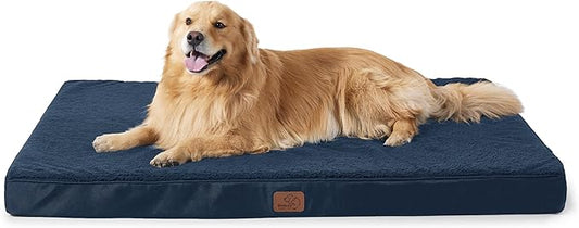 Bedsure XL Dog Beds Large Sized Dog -Comfy Flat Extra Large Pet Beds with Removable Washable Cover, Orthopedic Egg Crate Foam Mat, Suitable for Pet Up to 100 lbs