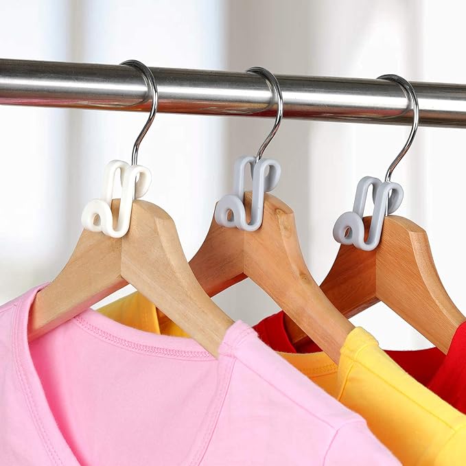 Mlici Clothes Hanger Connector for Clothes Organizing, 60 Pack Space Saving Hanger Extender Hooks for Home Closet Organizer, Grey