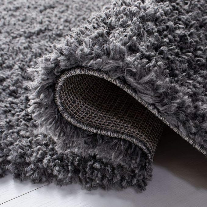 SAFAVIEH August Shag Collection Runner Rug - 2' x 9', Charcoal, Solid Design, Non-Shedding & Easy Care, 1.5-inch Thick Ideal for High Traffic Areas in Living Room, Bedroom (AUG200H)