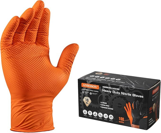 Black 10 Mil Nitrile Gloves, Diamond Textured Grip, Extra Thick Heavy Duty Disposable, Latex-Free, Tear & Chemical Resistant, Multipurpose Gloves for Kitchen, Cleaning, Medium