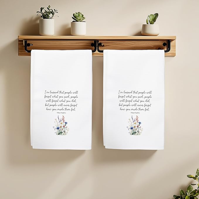 Hostess Towels Gifts for Women, Floral Inspirational Quote Towels for Kitchen Bathroom Decor (16x24 inches)