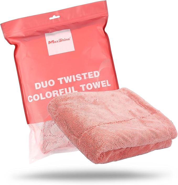 20" x 24" Universal Pink Car Drying Towel – 1200 GSM Rinse-Free Double-Sided Microfiber Towel – Plush, Super Absorbent for Car Wash & Detailing