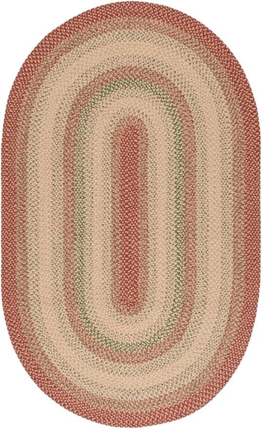 SAFAVIEH Washable Rug Outdoor Braided Collection - 6' x 8' Oval, Rust & Multi, Handmade & Reversible, Non-Shedding & Easy to Clean, Ideal for Patio, Backyard, Mudroom (BRD303A)