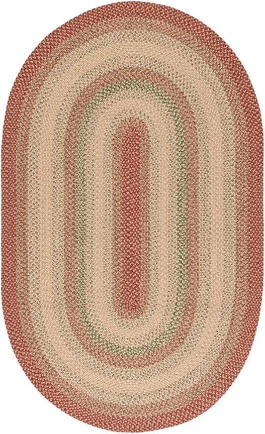 SAFAVIEH Washable Rug Outdoor Braided Collection - 6' x 8' Oval, Rust & Multi, Handmade & Reversible, Non-Shedding & Easy to Clean, Ideal for Patio, Backyard, Mudroom (BRD303A)