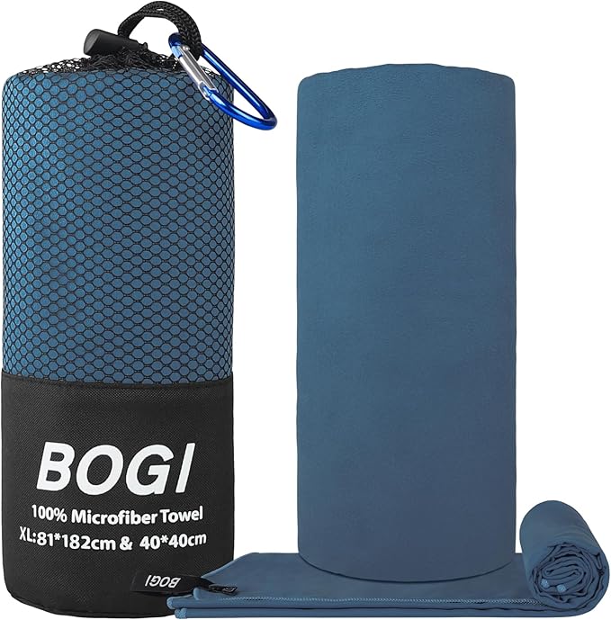 Microfiber Travel Sports Towel-Quick Dry Towel, Soft Lightweight Microfiber Camping Towel Absorbent Compact Travel Towel for Camping Gym Yoga Swimming Backpacking (XL:72''x32''+16''x16''-Nblue)