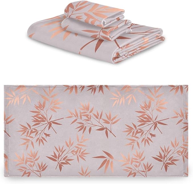 Pink Gold Branches Towels Set of 3 Rose Golden Leaves Art Bathroom Towel Soft Absorbent Bath Hand Towels Washcloth Guest Towel Sets Bathroom Decorations