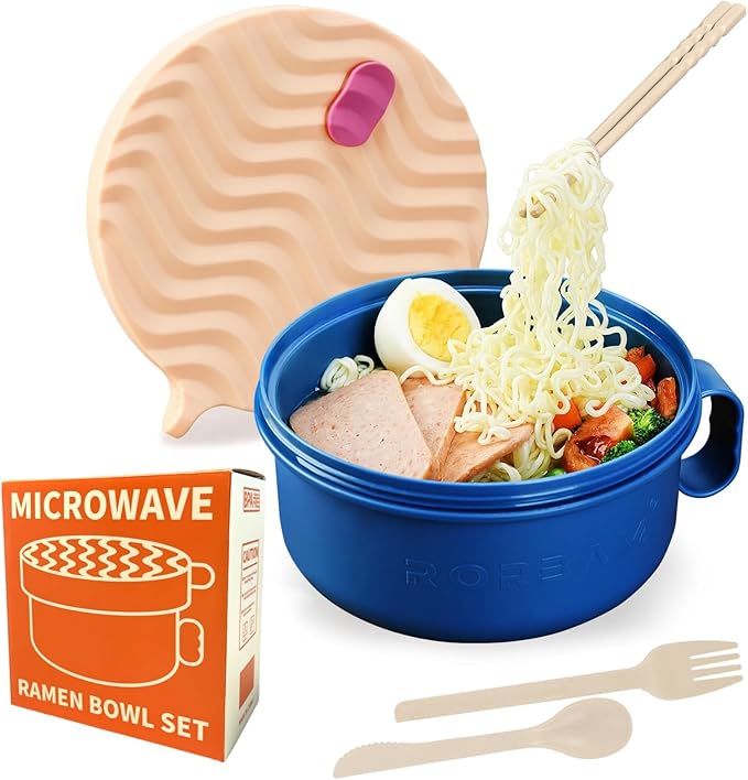 Ramen Cooker,Microwave Ramen Bowl,Ramen Noodle Bowl 48 oz, College Dorm Room Essentials for Girls for Boys, Apartment Essentials, BPA-Free. (pink)