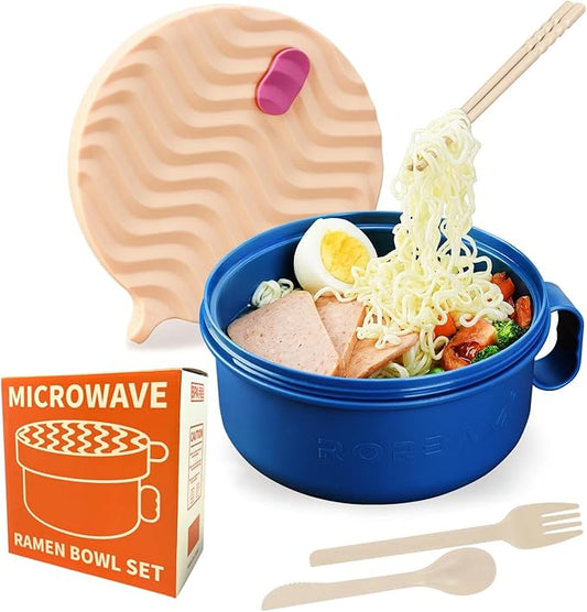 Ramen Cooker,Microwave Ramen Bowl,Ramen Noodle Bowl 48 oz, College Dorm Room Essentials for Girls for Boys, Apartment Essentials, BPA-Free. (pink)