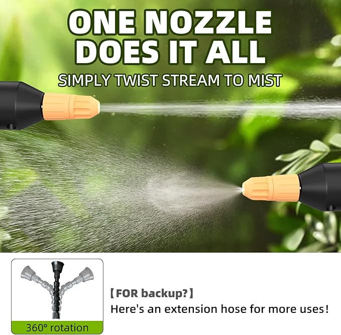 EVERDANT 0.5 Gallon Electric Sprayer,Extended Nozzle 2L Automatic Watering,Can Rechargeable Battery Powered Sprayer with Adjustable Spout for Garden,Fertilizing,Cleaning