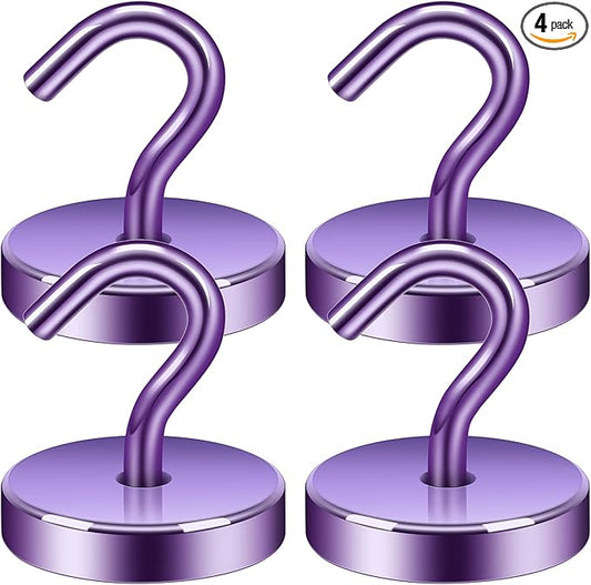 Neosmuk Magnetic Hooks, Cruise Ship Essentials, 120lb+ Heavy Duty Magnetic Hooks for Cruise Cabins, Refrigerator, Grill, Hanging, and Travel | Extra Strong Must-Haves Magnet Hook,Purple