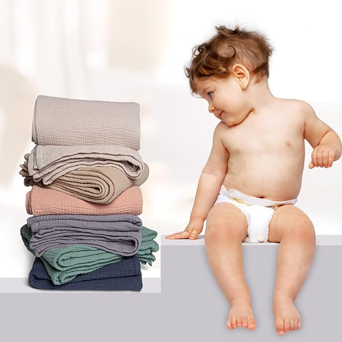 lulumoon Muslin Quilt Blanket, Crib Blanket for Baby and Toddler,47x47 Inches(Khaki)
