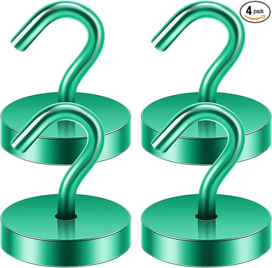 Neosmuk Magnetic Hooks, Cruise Ship Essentials, 120lb+ Heavy Duty Magnetic Hooks for Cruise Cabins, Refrigerator, Grill, Hanging, and Travel | Extra Strong Must-Haves Magnet Hook,Green