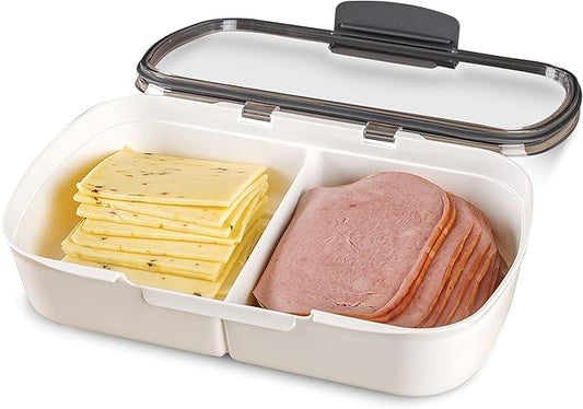 ProKeeper Split Deli Food Storage Container with Air-Tight Silicone Seal and Dry Erase Compatible Lid, 11.75